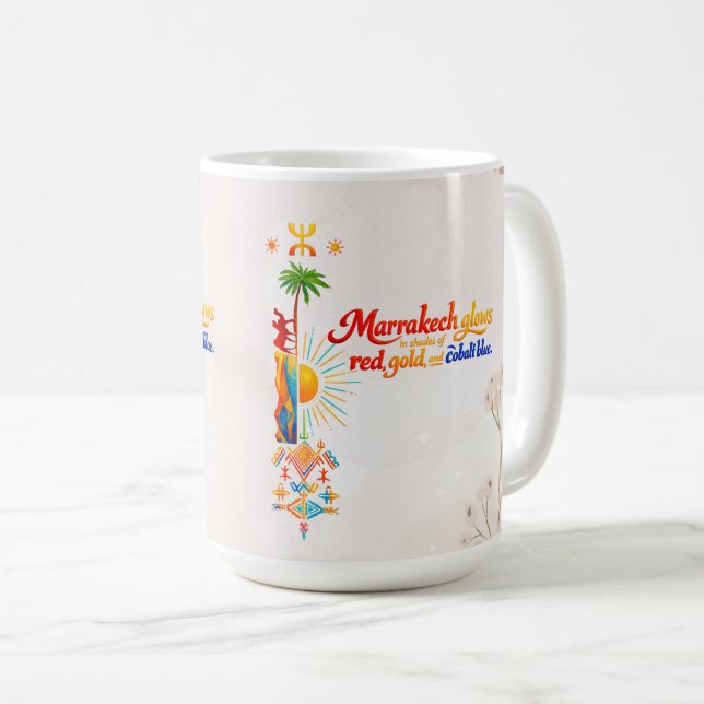 Caneca De Café Marrakech Glows – Vibrant Moroccan Art Tee (Frente Esquerda)