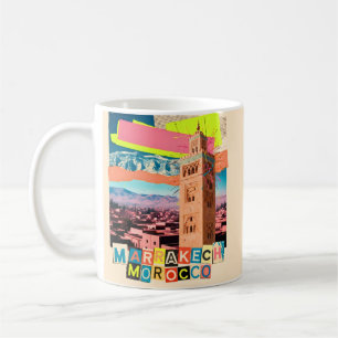 Caneca De Café Marrakech Marrocos Viagem Koutoubia Skyline Vintag