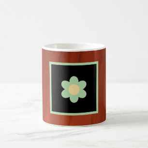 Caneca de Café Marrom com Flores