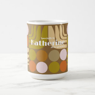 Caneca De Café Marrom Verde Laranja Boêmio