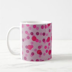 Caneca De Café Marrom, vermelho, roxo pastel e pontos rosa