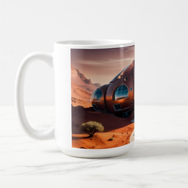Caneca De Café Mars Habitat Alpha - Arquitetura Sci-Fi AI (Esquerda)