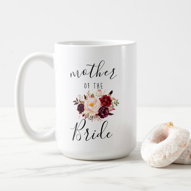 Caneca De Café Marsala Blush Boho Mãe da Noiva Oferta 15 oz (Com Donut)