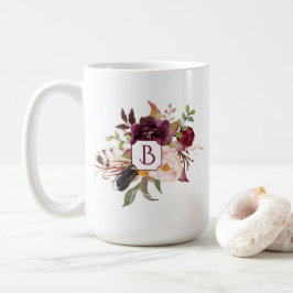 Caneca De Café Marsala Borgonha Boho cor-de-rosa vermelho