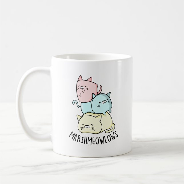 Caneca De Café Marsh-meow Engraçado Cat Marshmallow Pun (Esquerda)