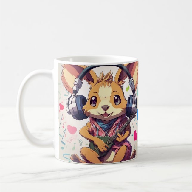 Caneca De Café "Marsupial Melódico: Bonita Música Kangaroo Lover  (Esquerda)