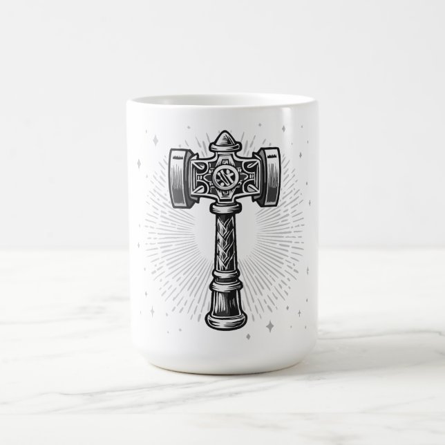 Caneca De Café Martelo de Thor Mjolnir preto e branco (Centro)