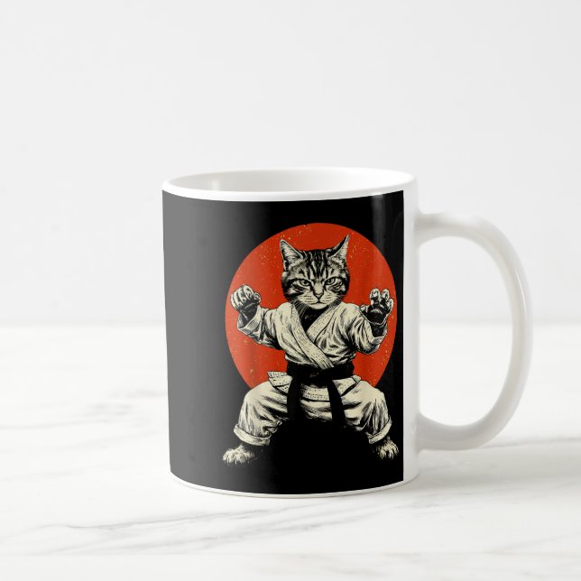 Caneca De Café Martial Arts Cat Karate Judo Japanese Flag Funny J (Direita)