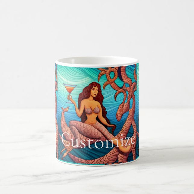 Caneca De Café Martini Mermaid Thunder_Cove de cabelos longos (Centro)