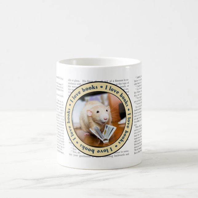 Caneca De Café Marty Mouse "I Love Books" Café Mug (Centro)