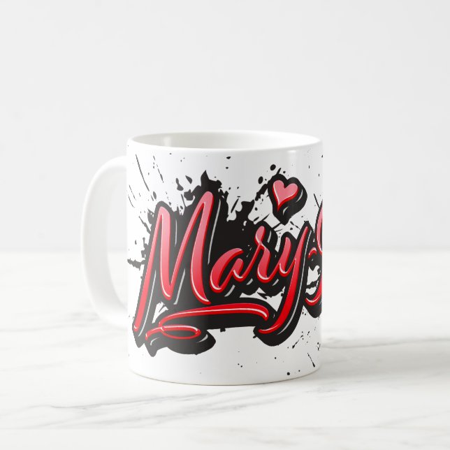Caneca De Café Mary-Jane red Heart Graffiti Tasse Kaffeetasse (Frente Esquerda)