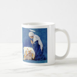 Caneca De Café Mary Rezando E Bebê Jesus