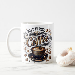 Caneca De Café Mas Primeira Arte do Café - Design Na moda Dourado