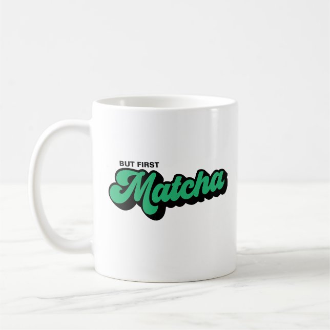 Caneca De Café Mas Primeiro Matcha Retro Style Mug (Esquerda)