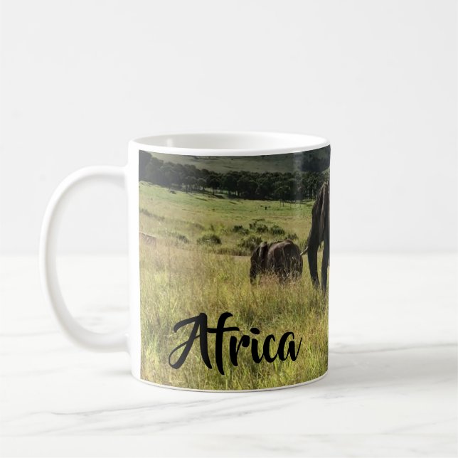 Caneca De Café Masai Mara de Kenya dos elefantes de África (Esquerda)