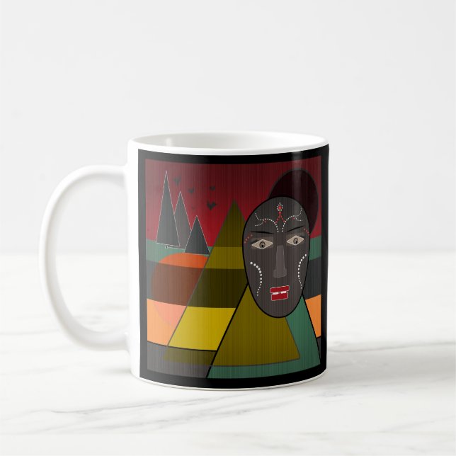 Caneca De Café Máscara abstrato africana em cores retrorativas de (Esquerda)