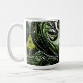 Caneca De Café Máscara Cibernética Esmeralda