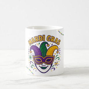 Caneca De Café Máscara colorida tradicional de Mardi Gras