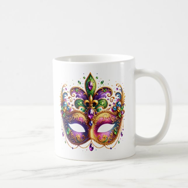 Caneca De Café Máscara de Mardi Gras  (Direita)