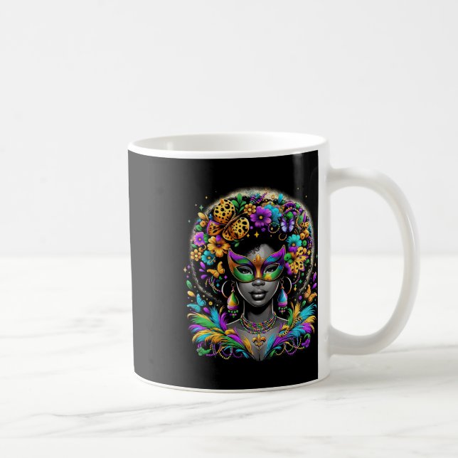 Caneca De Café Máscara de Miçangas Afro-Africana Mardi Gras Carro (Direita)
