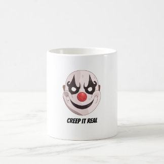 Caneca De Café Máscara de Palhaço Assustador Creepy Halloween Grá