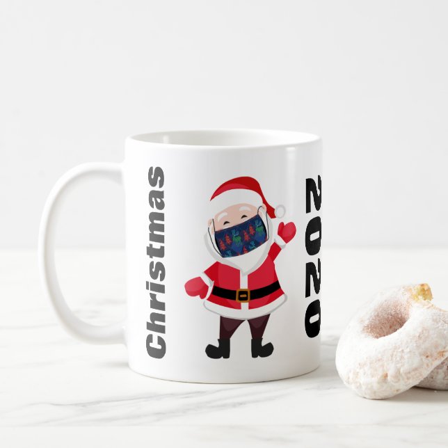 Caneca De Café Máscara de Papais noeis de Natal de 2020 (Com Donut)