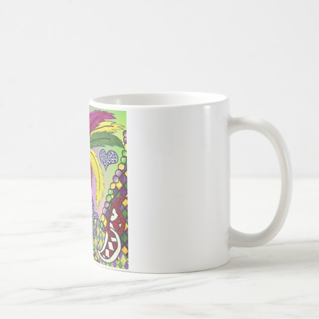 Caneca De Café Máscara de pena de Mardi Gras Psicodélica (Direita)