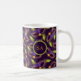 Caneca De Café Máscara Dourada Roxo Verde Mardi Gras Personalizad