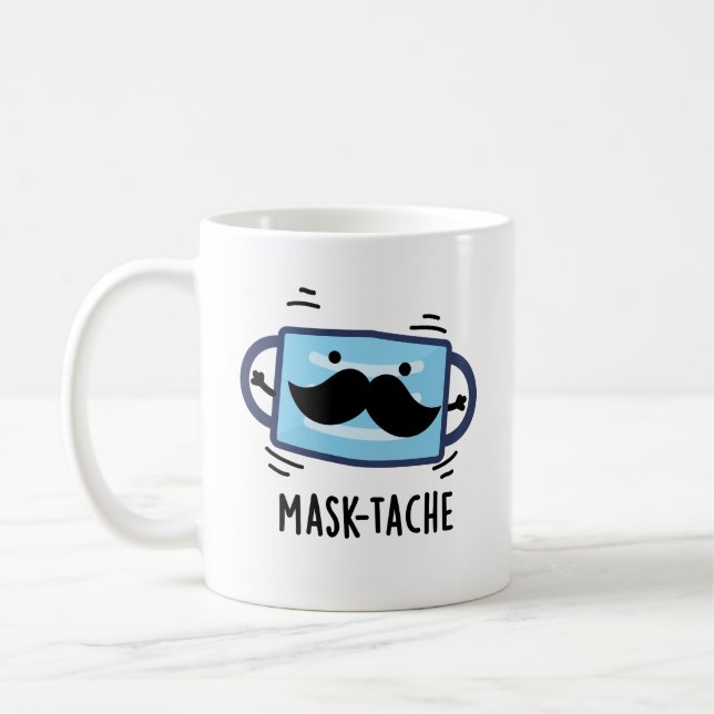Caneca De Café Máscara Engraçada Máscara Mustache Pun (Esquerda)