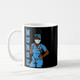 Caneca De Café Máscara Facial Uniforme de Enfermeira Preta Afro M