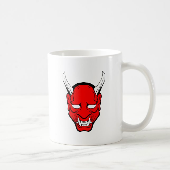 Caneca De Café Máscara Vermelha Japonesa Hannya (Direita)