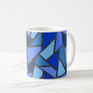Caneca De Café Máscaras do teste padrão azul do vitral