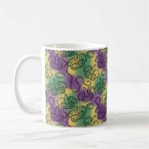 Caneca De Café Máscaras e Contas de Mardi Gras em Estilo de Arte