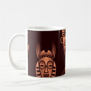 Caneca De Café Máscaras étnicas africanas, fundo escuro