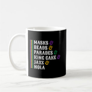 Caneca De Café Máscaras Miçangas King Cake Jazz Nola Mardi Gras