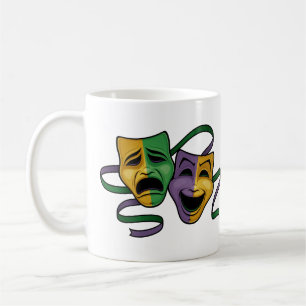 Caneca De Café Máscaras Teatrais Festivas de Mardi Gras Felizes e