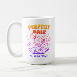 Caneca De Café Mascote de Cachorro Quente e Pretzel Vintage - Ret