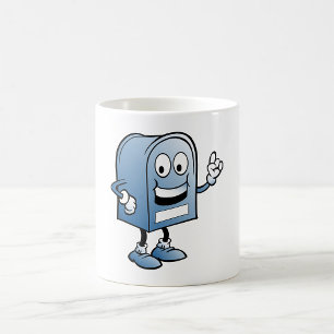 Caneca De Café Mascote de Caixa de Correio Feliz Caráter Azul