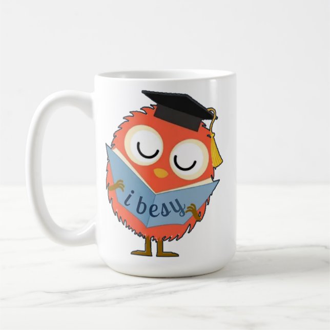 Caneca De Café Mascote de Coruja Fofa e Felpuda (Esquerda)