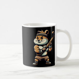 Caneca De Café Mascote de hóquei de campo de hamster fofo atleta