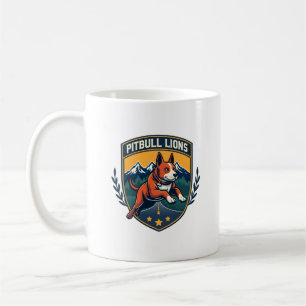 Caneca De Café Mascote Esportivo Vintage Leões Pitbull Vetor D