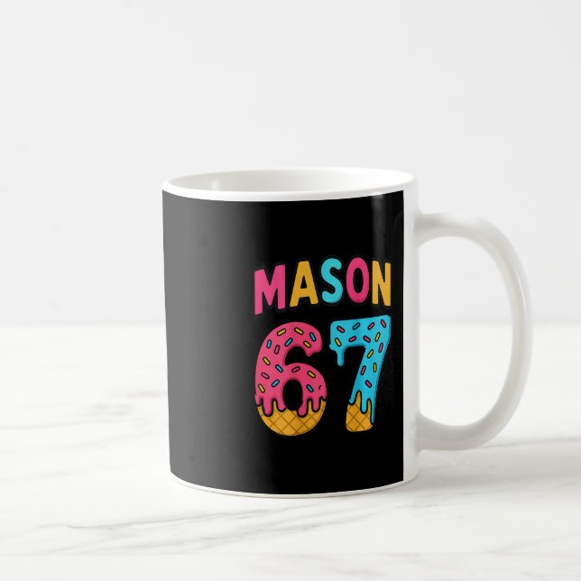 Caneca De Café Mason 67 Meme de Sorvete Engraçado Seis Sete (no C (Direita)