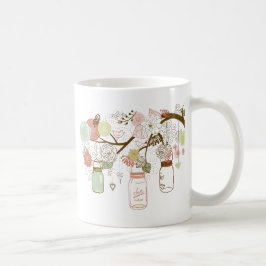 Caneca De Café Mason Jars e Flores Bonito