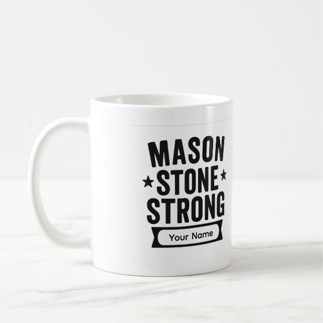 Caneca De Café Mason Stone Strong Custom Name Mug (Esquerda)