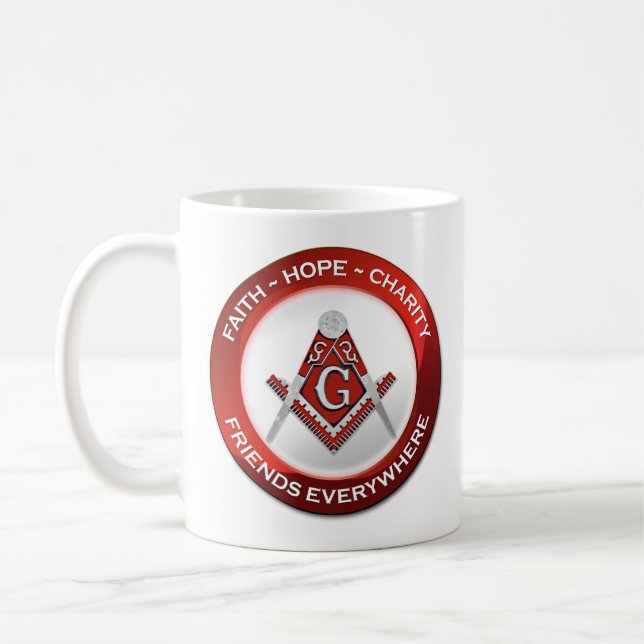 Caneca De Café Masonic Mug - Red (Esquerda)
