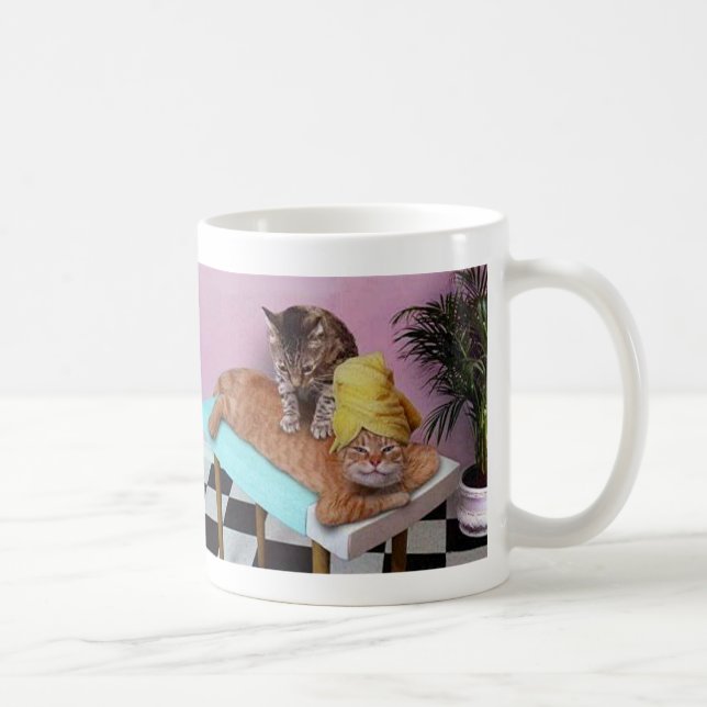 Caneca De Café Massagem engraçada do gato (Direita)