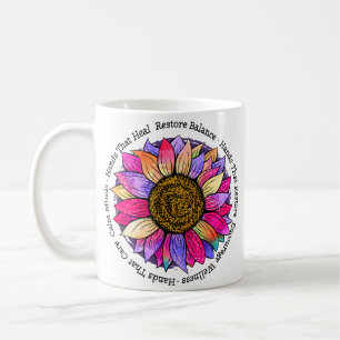 Caneca De Café Massagem Terapista, Reiki & Reflexology Sunflower