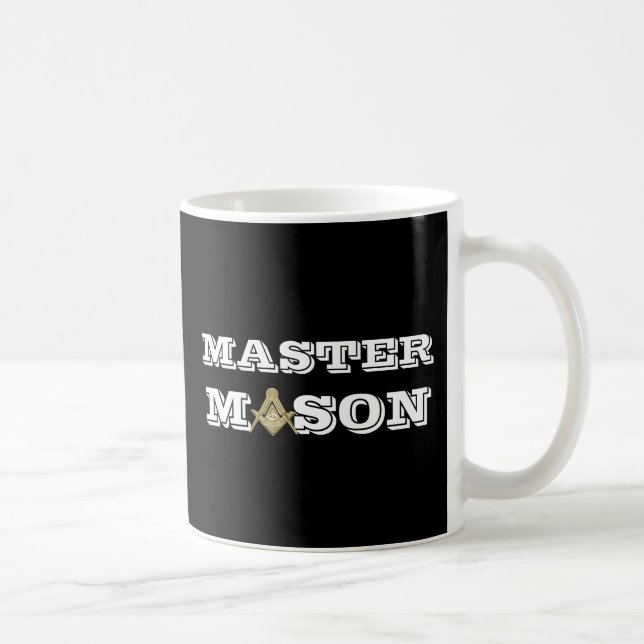 Caneca De Café Master Mason Masonic Freemason Compass Black (Direita)