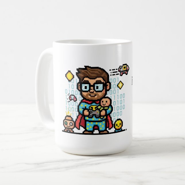 Caneca De Café Master of Bytes & Bedtime Geek Dad (Frente Esquerda)