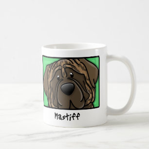 Caneca De Café Mastiff rajado quadrado dos desenhos animados